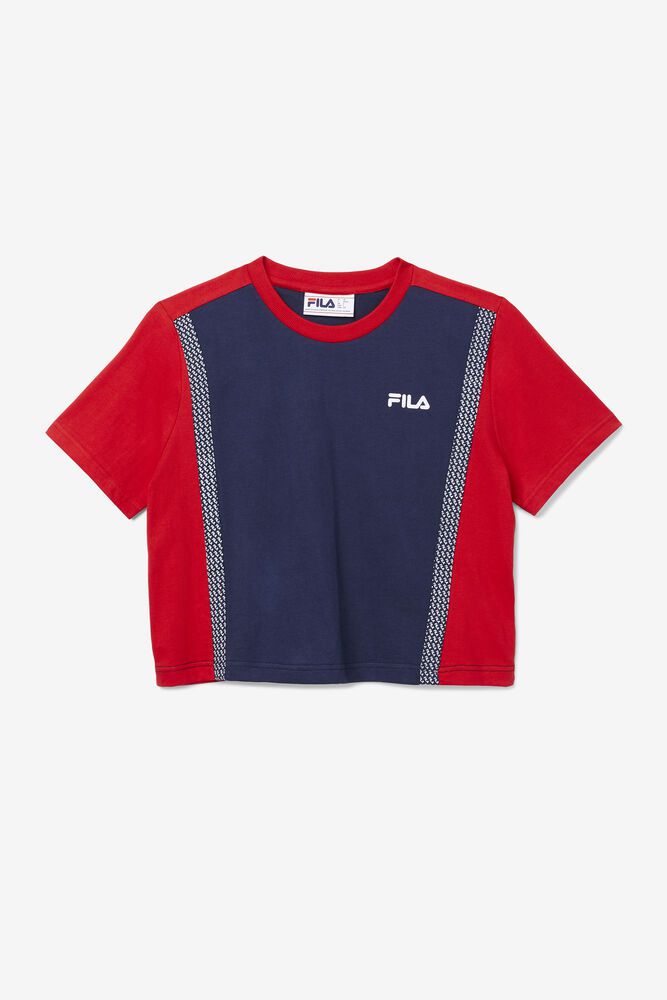 Fila T-Shirt Molly Color Block Womens Navy - India HRY-125976